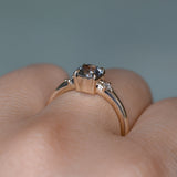 0.98ct Round Color Shifting Untreated Montana Sapphire and Princess Cut Diamond Rapids Low Profile Ring in 14k Yellow Gold