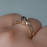 0.98ct Round Color Shifting Untreated Montana Sapphire and Princess Cut Diamond Rapids Low Profile Ring in 14k Yellow Gold