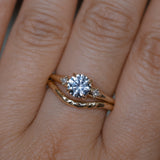 0.98ct Round Color Shifting Untreated Montana Sapphire and Princess Cut Diamond Rapids Low Profile Ring in 14k Yellow Gold