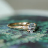 0.98ct Round Color Shifting Untreated Montana Sapphire and Princess Cut Diamond Rapids Low Profile Ring in 14k Yellow Gold