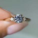 0.98ct Round Color Shifting Untreated Montana Sapphire and Princess Cut Diamond Rapids Low Profile Ring in 14k Yellow Gold