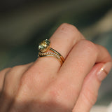 2.57ct Precision Cushion Cut Green Montana Sapphire Scallop Cup Solitaire in 18k Yellow Gold