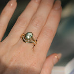 2.57ct Precision Cushion Cut Green Montana Sapphire Scallop Cup Solitaire in 18k Yellow Gold