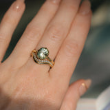 2.57ct Precision Cushion Cut Green Montana Sapphire Scallop Cup Solitaire in 18k Yellow Gold