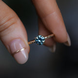1.13ct Round Precision Blue Montana Sapphire Evergreen Carved 4 Prong Solitaire in 14k Yellow Gold