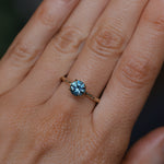 1.13ct Round Precision Blue Montana Sapphire Evergreen Carved 4 Prong Solitaire in 14k Yellow Gold