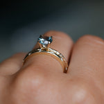 1.13ct Round Precision Blue Montana Sapphire Evergreen Carved 4 Prong Solitaire in 14k Yellow Gold