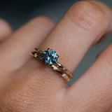 1.13ct Round Precision Blue Montana Sapphire Evergreen Carved 4 Prong Solitaire in 14k Yellow Gold