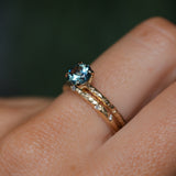 1.13ct Round Precision Blue Montana Sapphire Evergreen Carved 4 Prong Solitaire in 14k Yellow Gold
