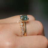 2.67ct Untreated Radiant Cut Montana Sapphire Four Prong Cathedral Solitaire in 18k Yellow Gold