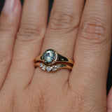 0.88ct Untreated Round Montana Sapphire Low Profile 4 Prong Signet Solitaire in 14k Yellow Gold