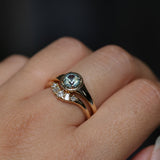 0.88ct Untreated Round Montana Sapphire Low Profile 4 Prong Signet Solitaire in 14k Yellow Gold