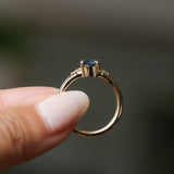 1.03ct Round Montana Sapphire and Princess Cut Diamond Rapids Low Profile Ring in 14k Yellow Gold