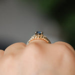 1.03ct Round Montana Sapphire and Princess Cut Diamond Rapids Low Profile Ring in 14k Yellow Gold