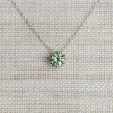 0.75ct Green Montana Sapphire Six Prong Necklace in 14k White Gold