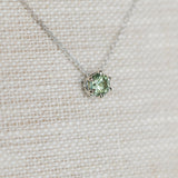 0.75ct Green Montana Sapphire Six Prong Necklace in 14k White Gold
