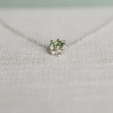 0.75ct Green Montana Sapphire Six Prong Necklace in 14k White Gold