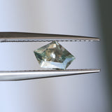0.87CT SHIELD MONTANA SAPPHIRE, LIGHT GREEN AND WHITE, 8.10X5.45X3.22MM