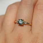 0.93ct Round Seafoam Montana Sapphire and Princess Cut Diamond Rapids Low Profile Ring in 14k Yellow Gold