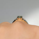0.93ct Round Seafoam Montana Sapphire and Princess Cut Diamond Rapids Low Profile Ring in 14k Yellow Gold