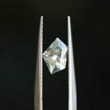 0.87CT SHIELD MONTANA SAPPHIRE, LIGHT GREEN AND WHITE, 8.10X5.45X3.22MM