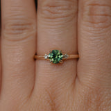 0.84ct Round Australian Parti Sapphire and Princess Cut Diamond Rapids Low Profile Ring in 14k Yellow Gold