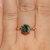 1.94ct Round Precision Cushion Cut Green Montana Sapphire Scallop Cup Solitaire in 14k Yellow Gold