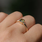 0.84ct Round Australian Parti Sapphire and Princess Cut Diamond Rapids Low Profile Ring in 14k Yellow Gold