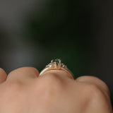 0.84ct Round Australian Parti Sapphire and Princess Cut Diamond Rapids Low Profile Ring in 14k Yellow Gold