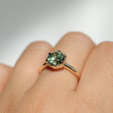1.94ct Round Precision Cushion Cut Green Montana Sapphire Scallop Cup Solitaire in 14k Yellow Gold