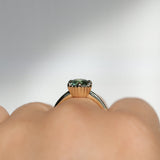 1.94ct Round Precision Cushion Cut Green Montana Sapphire Scallop Cup Solitaire in 14k Yellow Gold