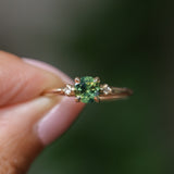 0.84ct Round Australian Parti Sapphire and Princess Cut Diamond Rapids Low Profile Ring in 14k Yellow Gold