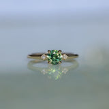 0.84ct Round Australian Parti Sapphire and Princess Cut Diamond Rapids Low Profile Ring in 14k Yellow Gold
