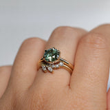 1.94ct Round Precision Cushion Cut Green Montana Sapphire Scallop Cup Solitaire in 14k Yellow Gold
