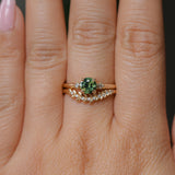 0.84ct Round Australian Parti Sapphire and Princess Cut Diamond Rapids Low Profile Ring in 14k Yellow Gold