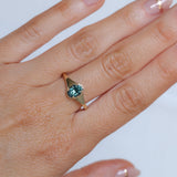 0.96ct Oval Teal Precision Cut Montana Sapphire Low Profile 4 Prong Signet Solitaire in 14k Yellow Gold