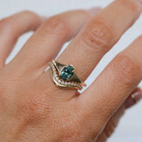 0.96ct Oval Teal Precision Cut Montana Sapphire Low Profile 4 Prong Signet Solitaire in 14k Yellow Gold