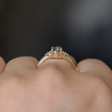 0.80ct Round Montana Sapphire and Princess Cut Diamond Rapids Low Profile Ring in 14k Yellow Gold