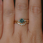 0.80ct Round Montana Sapphire and Princess Cut Diamond Rapids Low Profile Ring in 14k Yellow Gold