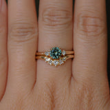 0.80ct Round Montana Sapphire and Princess Cut Diamond Rapids Low Profile Ring in 14k Yellow Gold