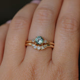0.80ct Round Montana Sapphire and Princess Cut Diamond Rapids Low Profile Ring in 14k Yellow Gold