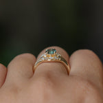 0.80ct Round Montana Sapphire and Princess Cut Diamond Rapids Low Profile Ring in 14k Yellow Gold