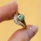 0.71ct Oval Green Precision Cut Montana Sapphire Low Profile 4 Prong Signet Solitaire in 14k Yellow Gold