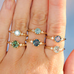 1.14ct Round Deep Blue Montana Sapphire and Princess Cut Diamond Rapids Low Profile Ring in 14k Yellow Gold