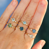 1.14ct Round Deep Blue Montana Sapphire and Princess Cut Diamond Rapids Low Profile Ring in 14k Yellow Gold