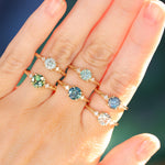 0.91ct Untreated Round White Montana Sapphire and Princess Cut Diamond Rapids Low Profile Ring in 14k Yellow Gold