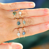 0.91ct Untreated Round White Montana Sapphire and Princess Cut Diamond Rapids Low Profile Ring in 14k Yellow Gold