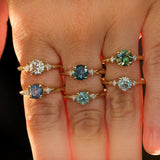 0.91ct Untreated Round White Montana Sapphire and Princess Cut Diamond Rapids Low Profile Ring in 14k Yellow Gold