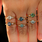 1.14ct Round Deep Blue Montana Sapphire and Princess Cut Diamond Rapids Low Profile Ring in 14k Yellow Gold