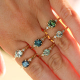 1.14ct Round Deep Blue Montana Sapphire and Princess Cut Diamond Rapids Low Profile Ring in 14k Yellow Gold